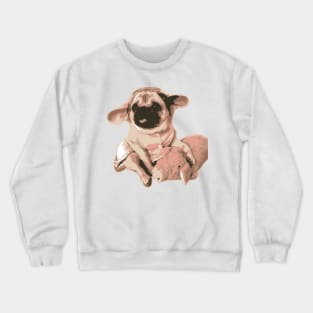 dog with pig - oil paint Crewneck Sweatshirt